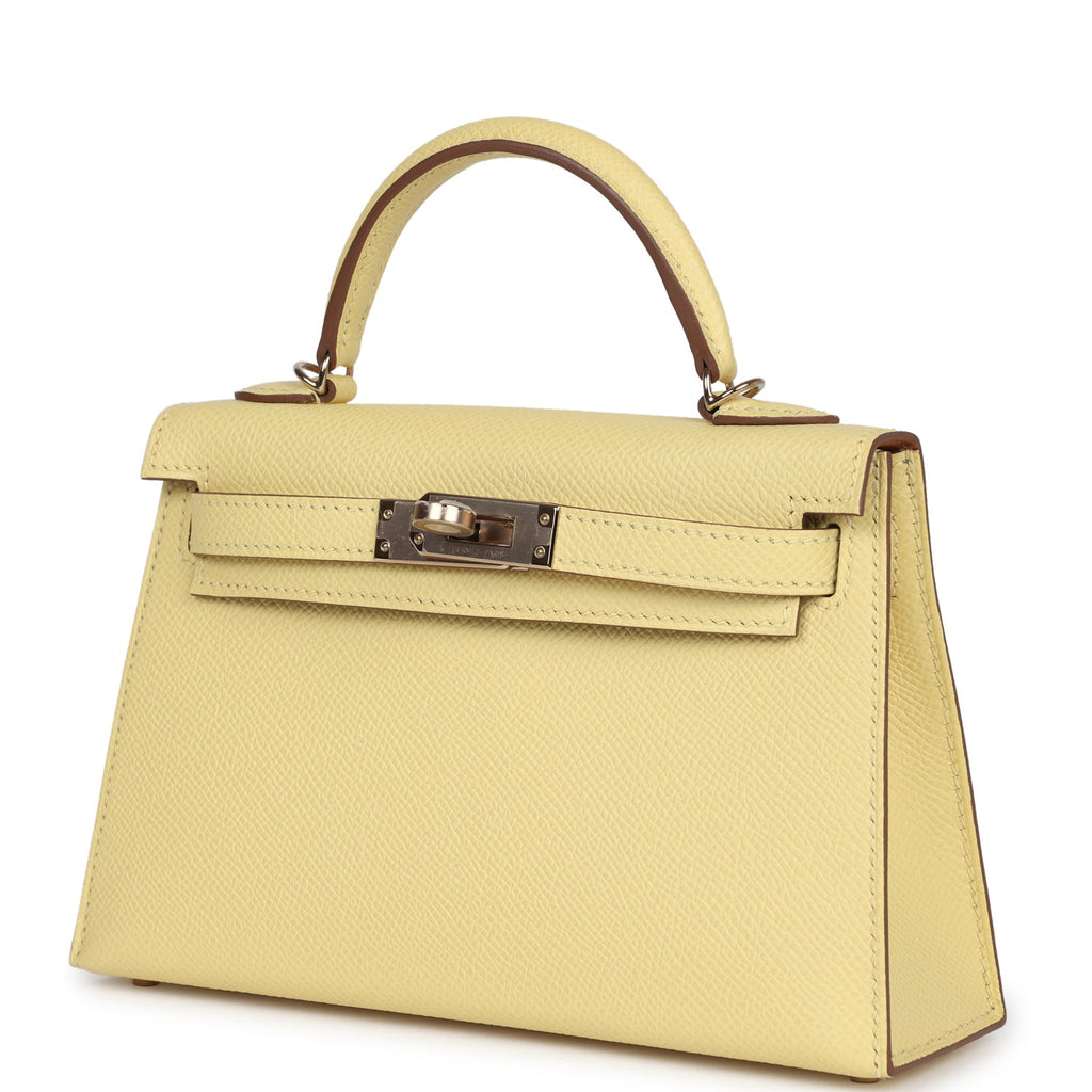 Hermès Special Order (HSS) Kelly Sellier 20 Jaune Poussin Verso Epsom Permabrass Hardware