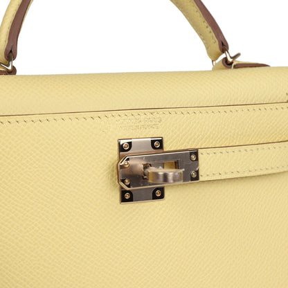 Hermès Special Order (HSS) Kelly Sellier 20 Jaune Poussin Verso Epsom Permabrass Hardware