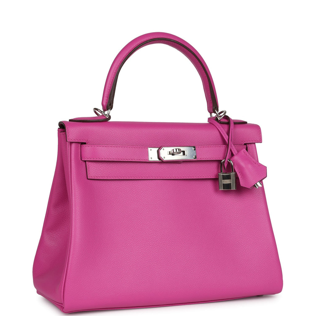 Hermès Kelly Retourne 28 Magnolia Evercolor Palladium Hardware