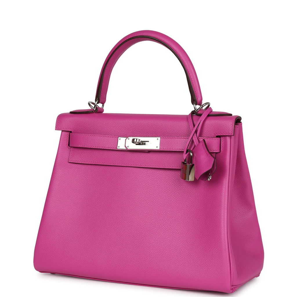 Hermès Kelly Retourne 28 Magnolia Evercolor Palladium Hardware