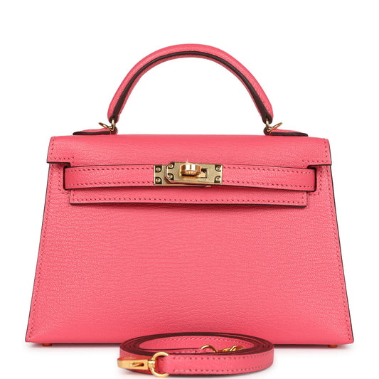 Hermès Kelly Sellier 20 Rose Azalee Chevre Mysore Gold Hardware