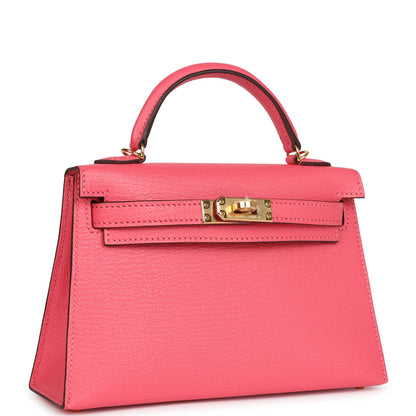 Hermès Kelly Sellier 20 Rose Azalee Chevre Mysore Gold Hardware