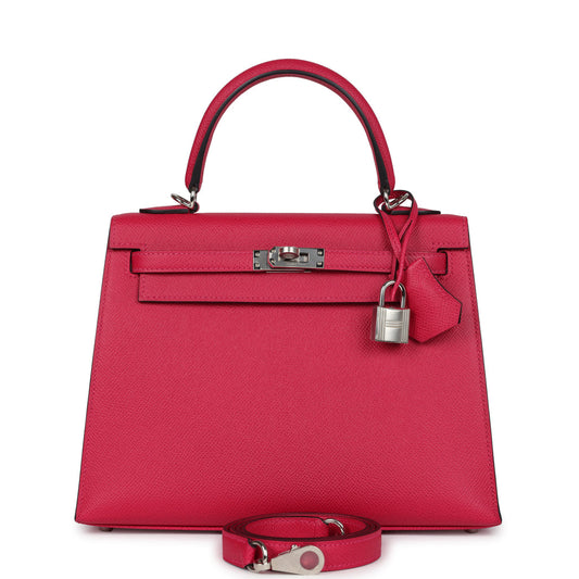 Hermès Kelly Sellier 25 Framboise Verso Epsom Palladium Hardware