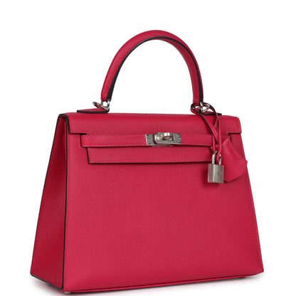 Hermès Kelly Sellier 25 Framboise Verso Epsom Palladium Hardware