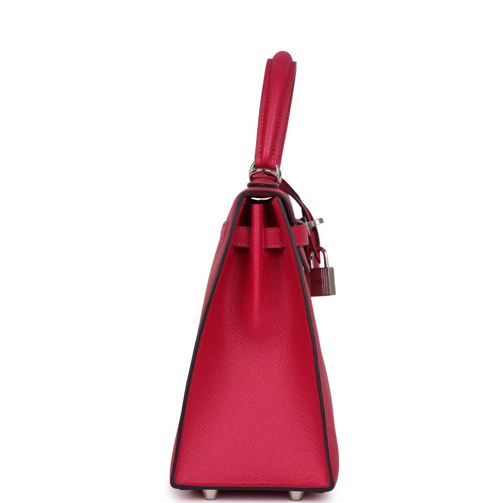 Hermès Kelly Sellier 25 Framboise Verso Epsom Palladium Hardware