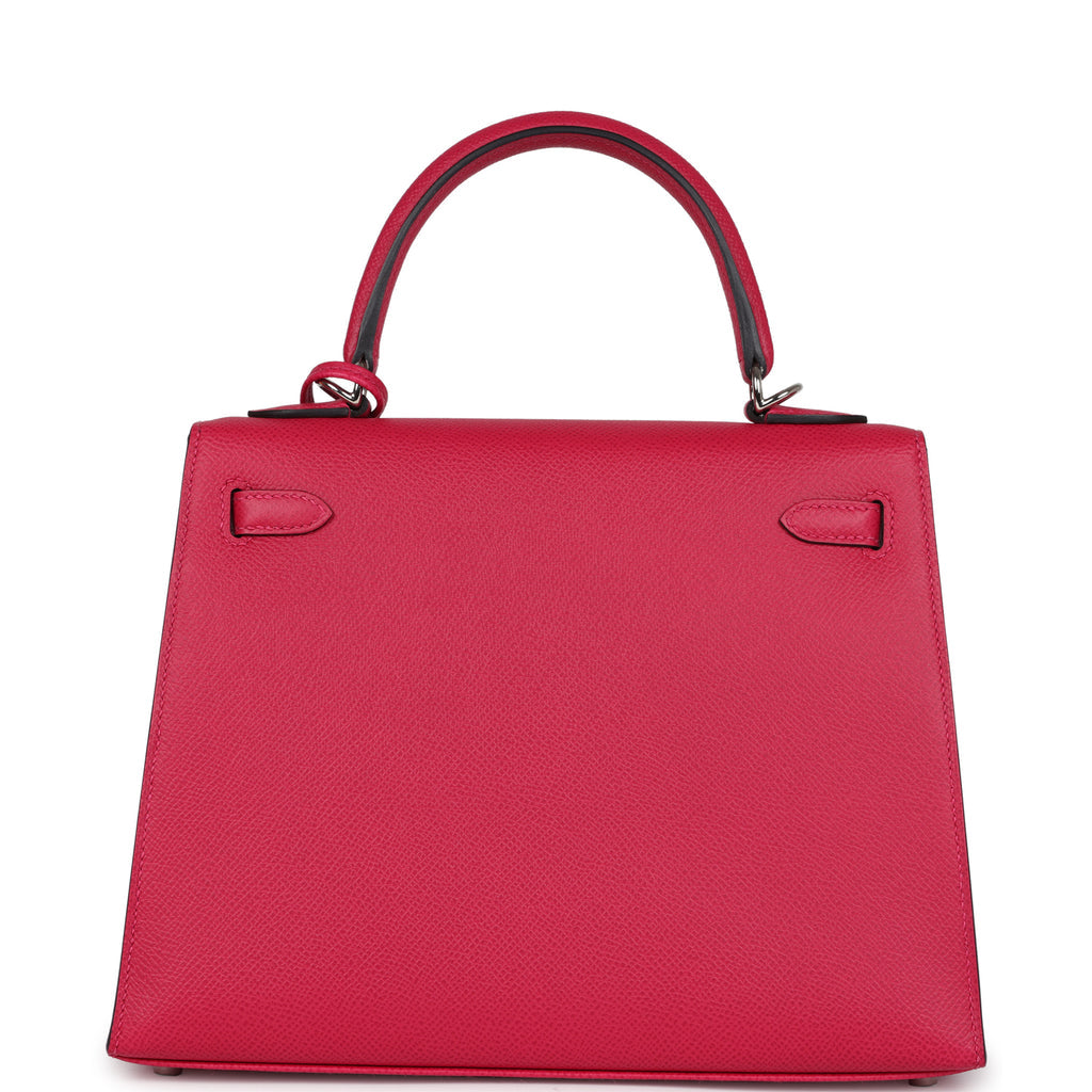 Hermès Kelly Sellier 25 Framboise Verso Epsom Palladium Hardware