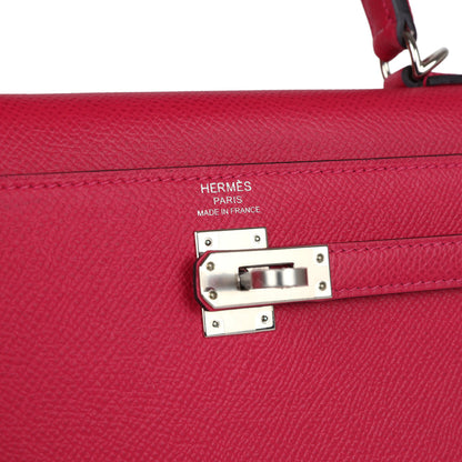 Hermès Kelly Sellier 25 Framboise Verso Epsom Palladium Hardware