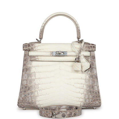 Hermès Kelly Retourne 25 Himalaya Niloticus Crocodile Palladium Hardware