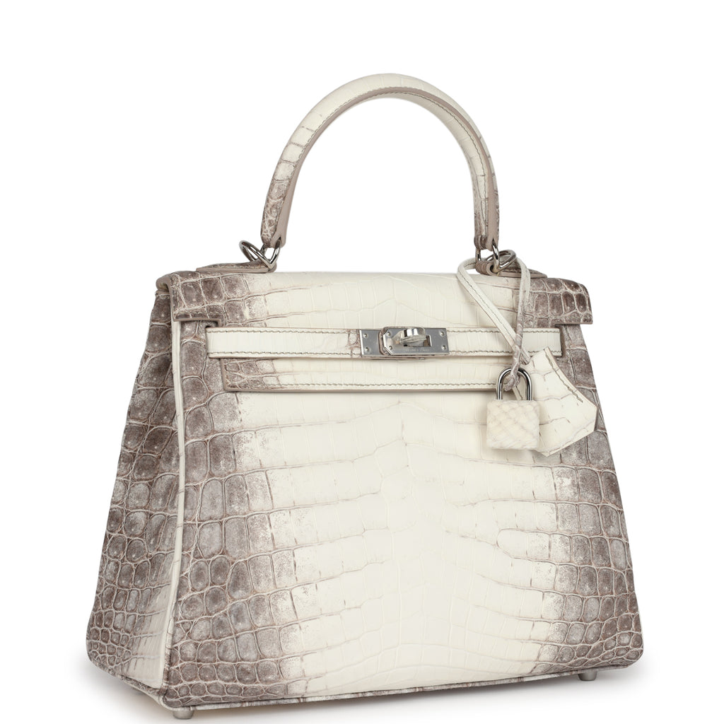 Hermès Kelly Retourne 25 Himalaya Niloticus Crocodile Palladium Hardware