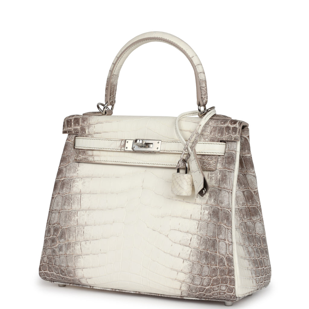 Hermès Kelly Retourne 25 Himalaya Niloticus Crocodile Palladium Hardware