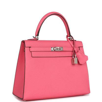 Hermès Kelly Sellier 25 Rose Azalee Epsom Palladium Hardware