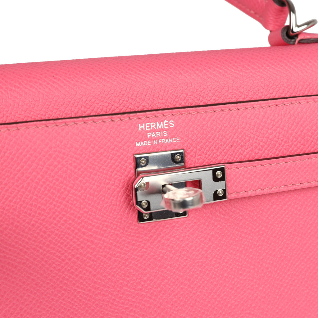 Hermès Kelly Sellier 25 Rose Azalee Epsom Palladium Hardware