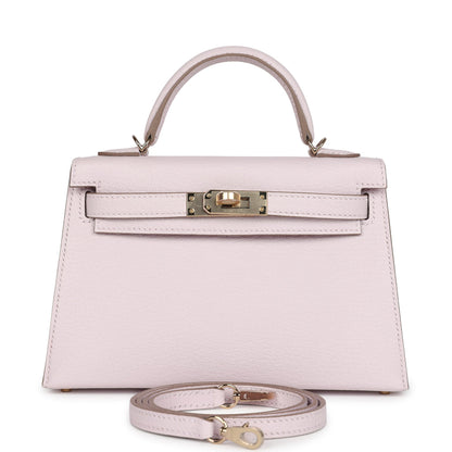 Hermès Special Order (HSS) Kelly Sellier 20 Mauve Pale Verso Chevre Mysore Permabrass Hardware