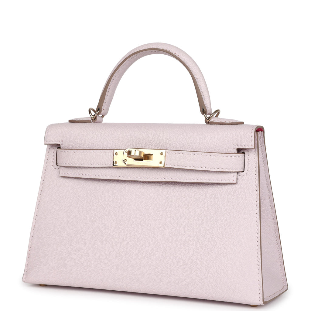 Hermès Special Order (HSS) Kelly Sellier 20 Mauve Pale Verso Chevre Mysore Permabrass Hardware