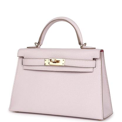 Hermès Special Order (HSS) Kelly Sellier 20 Mauve Pale Verso Chevre Mysore Permabrass Hardware