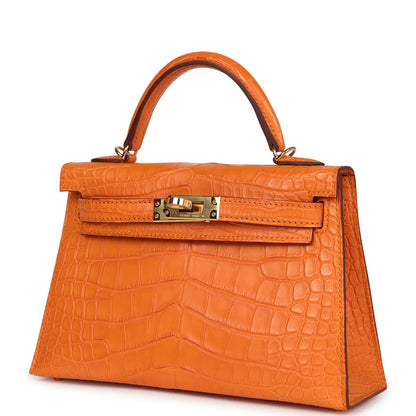 Hermès Kelly Sellier 20 Abricot Matte Alligator Gold Hardware