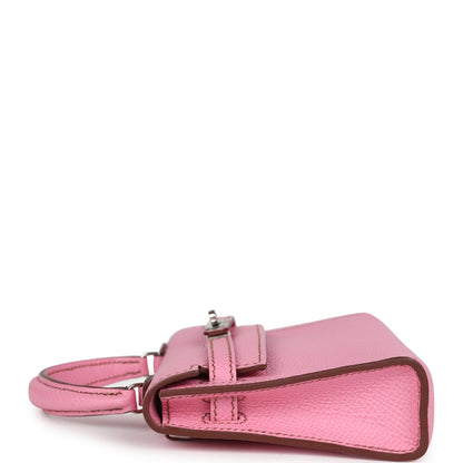 Pre-owned Hermès Micro Kelly 15 Bubblegum Epsom Palladium Hardware0