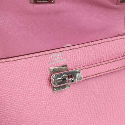 Pre-owned Hermès Micro Kelly 15 Bubblegum Epsom Palladium Hardware0