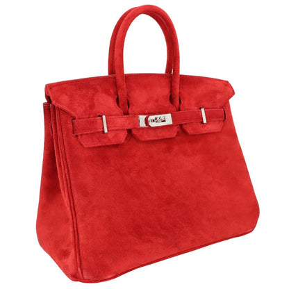 Hermès Handbag || 30cm Birkin Doblis Rouge Vif Suede || Palladium Hardware