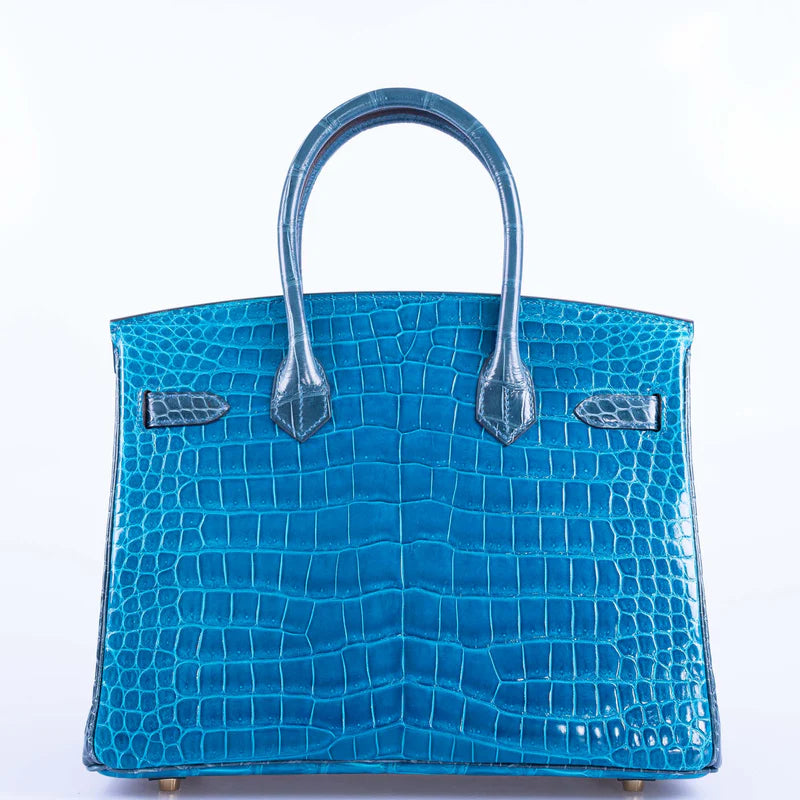 Hermès Birkin 30 HSS Blue Izmir and Blue Colvert Porosus Crocodile 