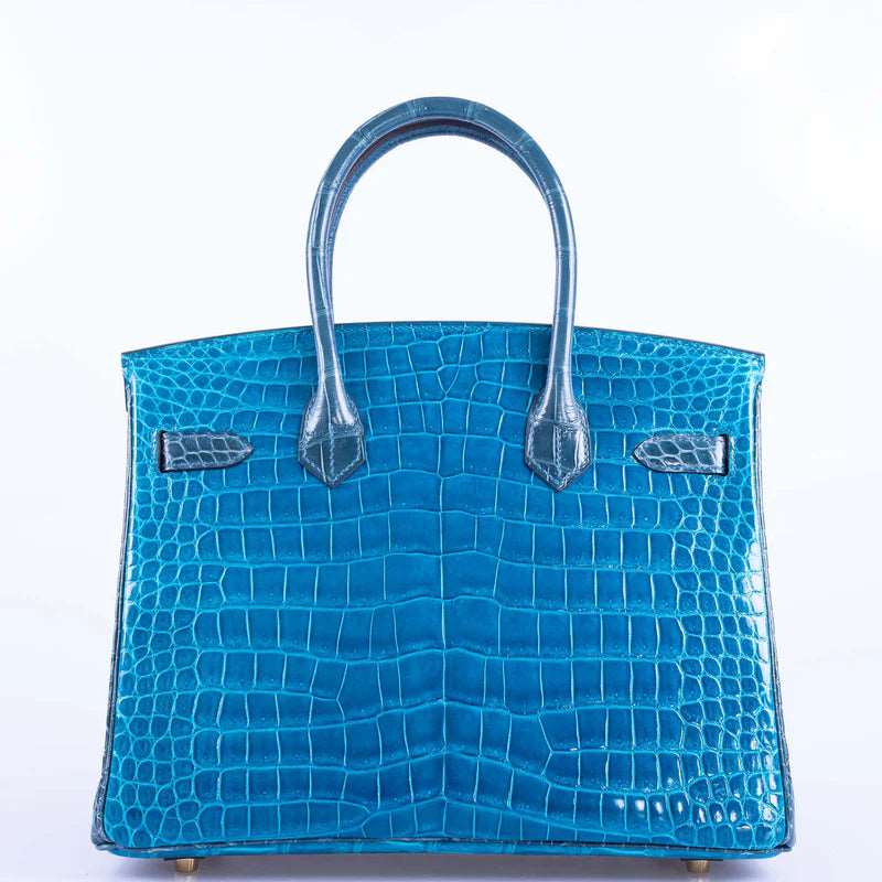 Hermès Birkin 30 HSS Blue Izmir and Blue Colvert Porosus Crocodile 