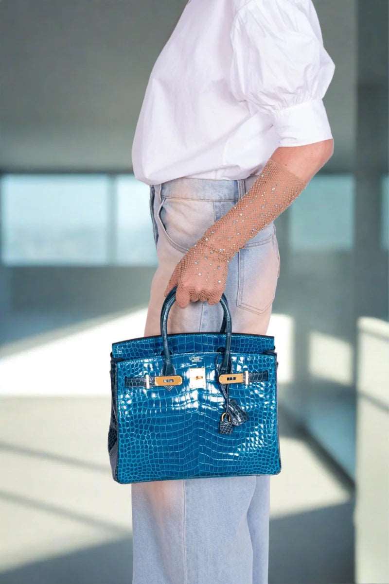 Hermès Birkin 30 Blue Izmir and Blue Colvert Porosus Crocodile