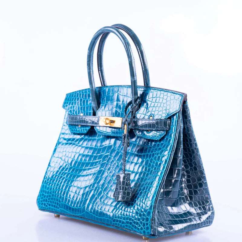 Hermès Birkin 30 HSS Blue Izmir and Blue Colvert Porosus Crocodile 