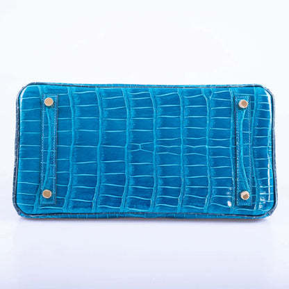 Hermès Birkin 30 Blue Izmir and Blue Colvert Porosus Crocodile e