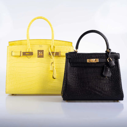 Hermès Birkin 30 Sellier Jaune Citron Matte Niloticus Crocodile Gold Hardware