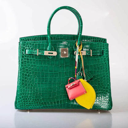 Hermès Birkin 35 Vert Emerald Porosus Crocodile Palladium Hardware