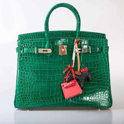 Hermès Birkin 35 Vert Emerald Porosus Crocodile Palladium Hardware