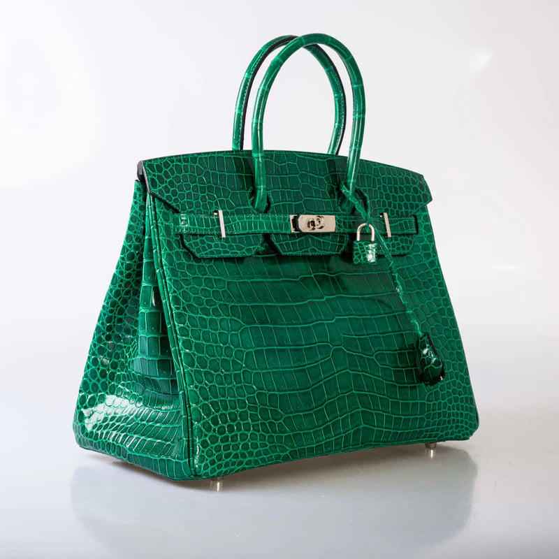 Hermès Birkin 35 Vert Emerald Porosus Crocodile Palladium Hardware