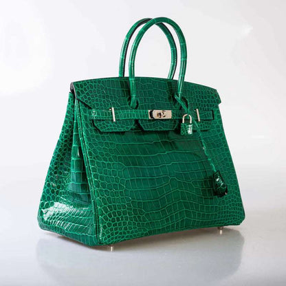 Hermès Birkin 35 Vert Emerald Porosus Crocodile Palladium Hardware