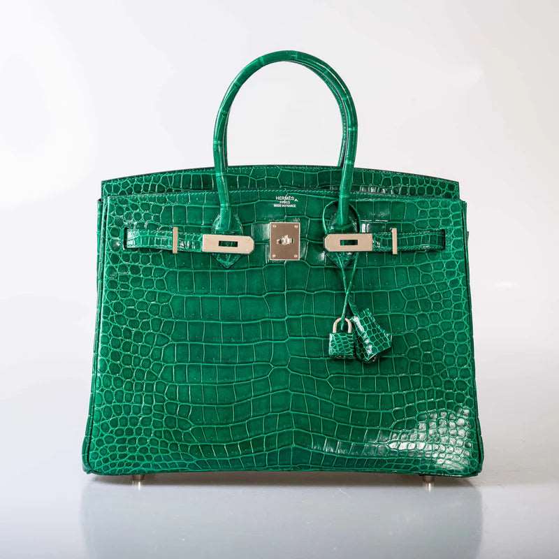 Hermès Birkin 35 Vert Emerald Porosus Crocodile Palladium Hardware