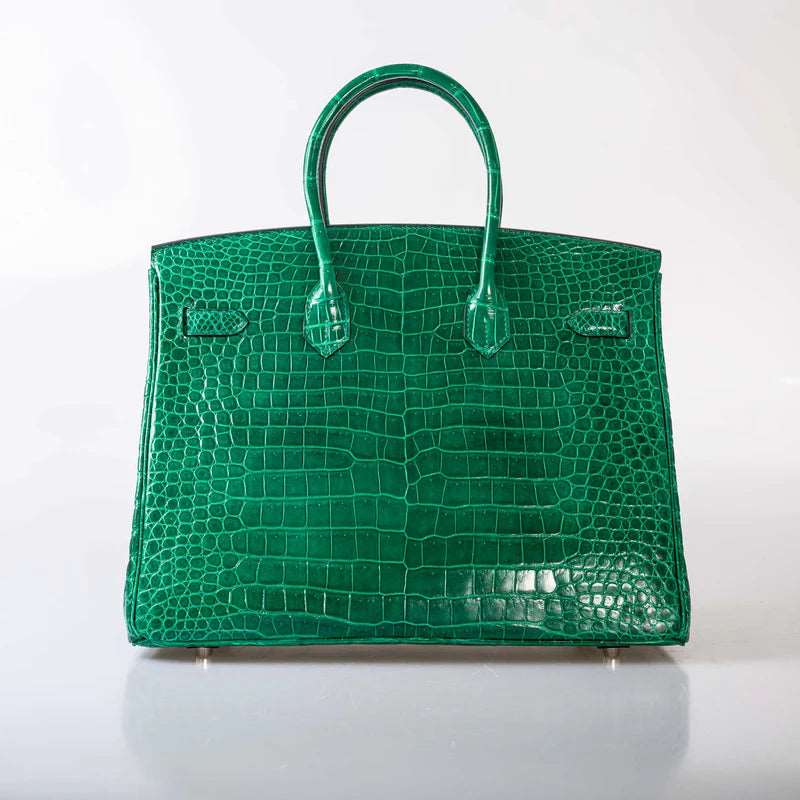 Hermès Birkin 35 Vert Emerald Porosus Crocodile Palladium Hardware