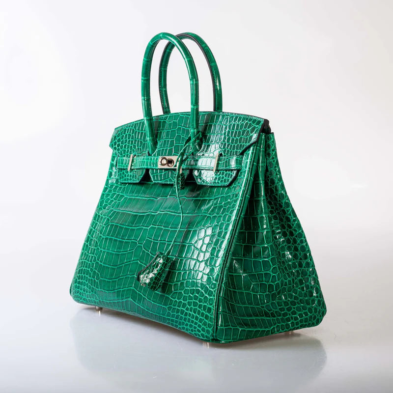 Hermès Birkin 35 Vert Emerald Porosus Crocodile Palladium Hardware