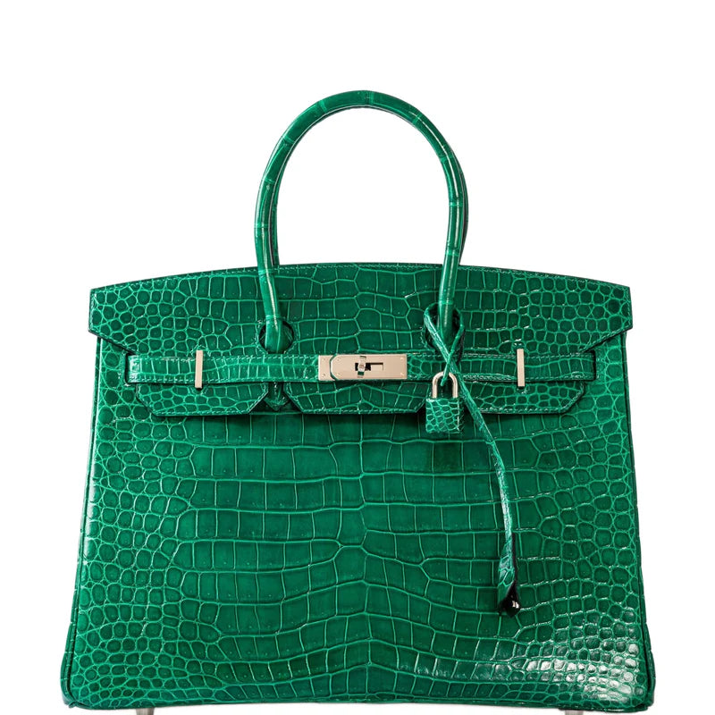 Hermès Birkin 35 Vert Emerald Porosus Crocodile Palladium Hardware