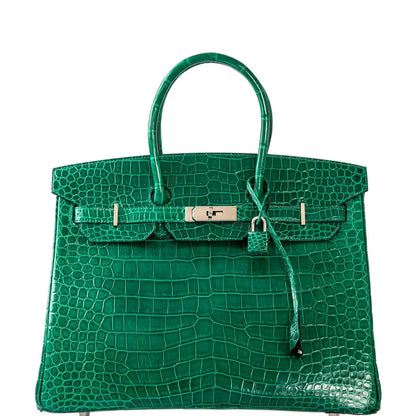 Hermès Birkin 35 Vert Emerald Porosus Crocodile Palladium Hardware