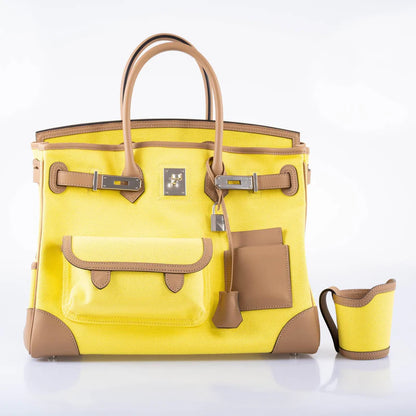 Hermès Cargo Birkin 35 Chai Swift and Jaune Citron Toile Goeland Palladium Hardware