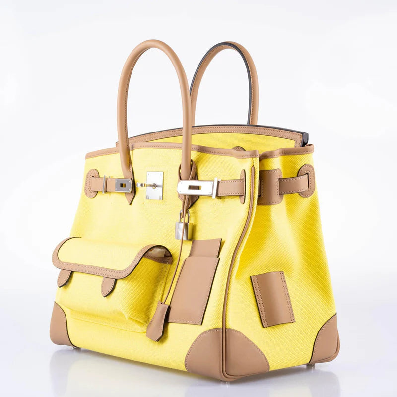 Hermès Cargo Birkin 35 Chai Swift and Jaune Citron Toile Goeland Palladium Hardware