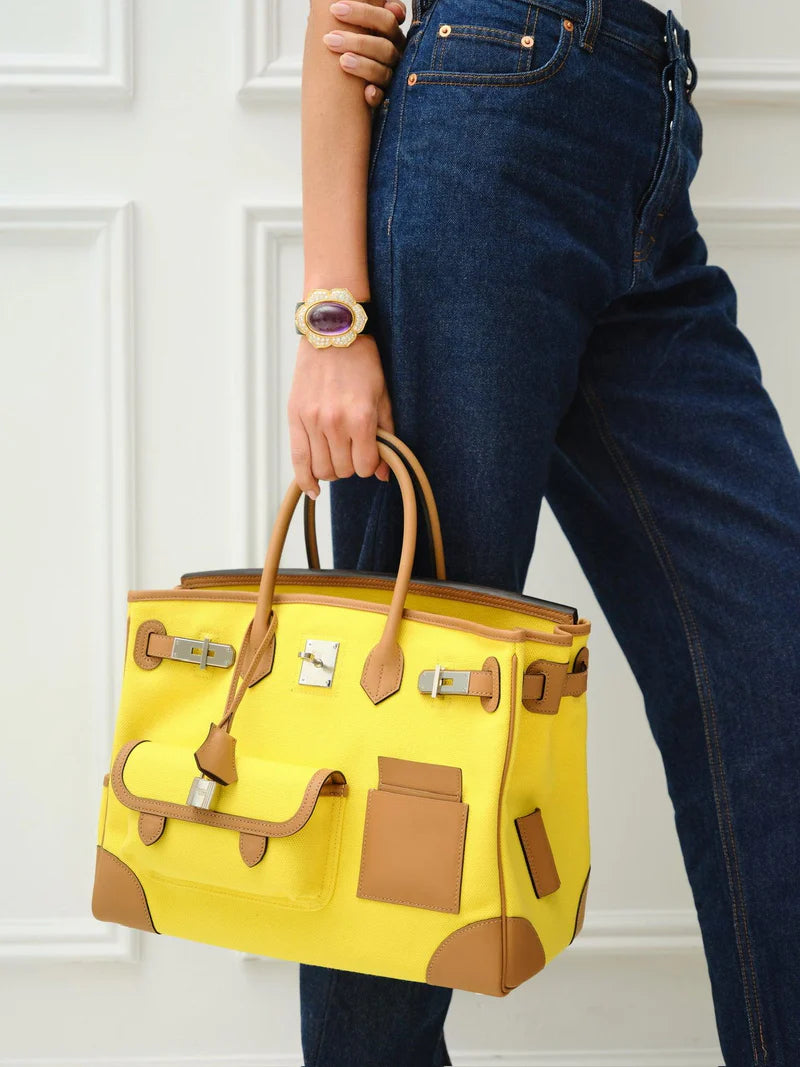 Hermès Cargo Birkin 35 Chai Swift and Jaune Citron Toile Goeland Palladium Hardware