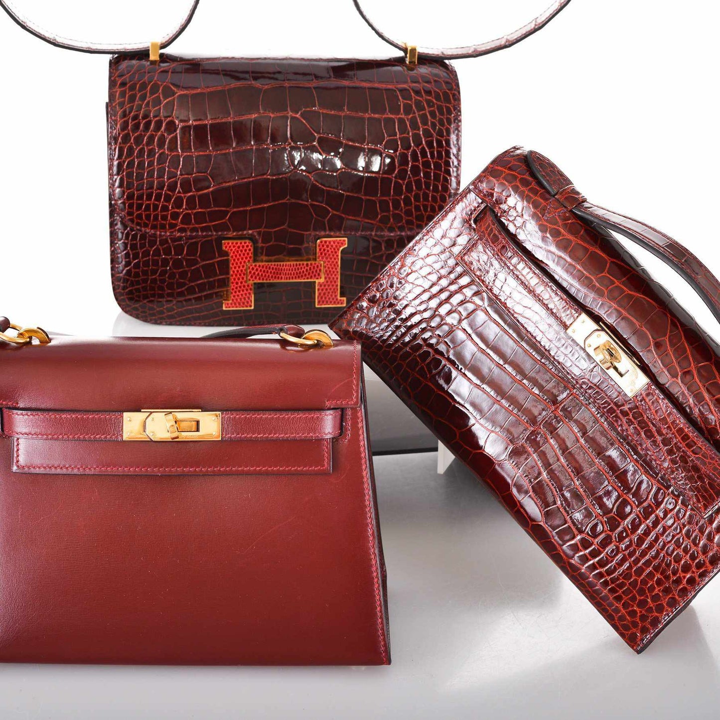 Hermès Constance 18 Alligator Bourgogne Pink Lizard Gold Hardware