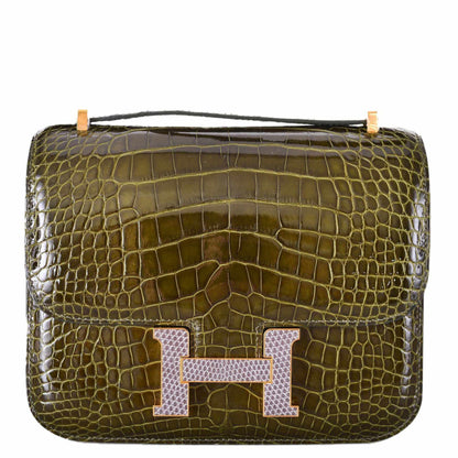 Hermès Constance 18 Alligator Vert Veronese Lizard Gold Hardware