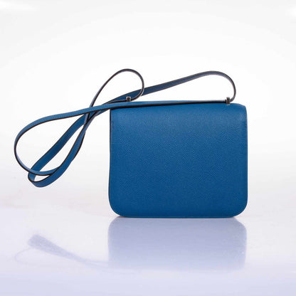 Hermès Constance 18 Blue Izmir Epsom Palladium Hardware