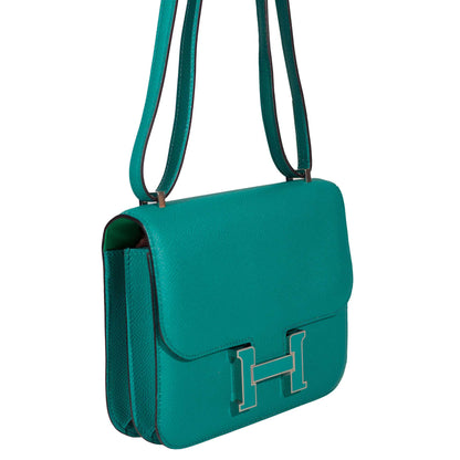 Hermès Constance 18 Blue Paon Verso Menthe Epsom Palladium Hardware - 2017, A