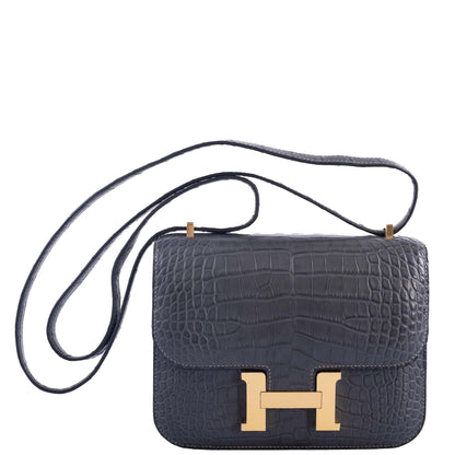 Hermès Constance 18 Matte Black Alligator with Gold