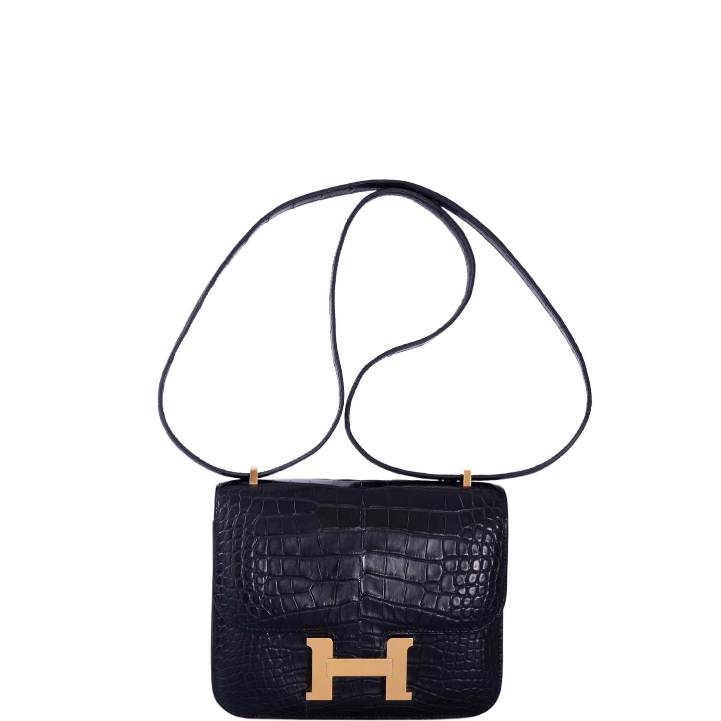 Hermès Constance 18 Matte Black Alligator with Gold