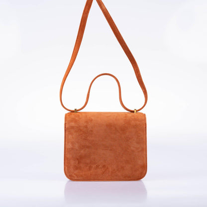 Hermès Constance 18 Paprika Doblis Suede with Gold Hardware - 2021, Z