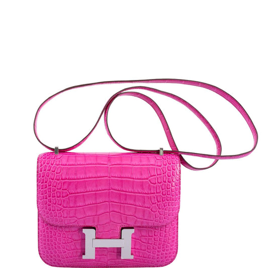 Hermès Constance 18 Rose Shocking Matte Alligator Palladium Hardware