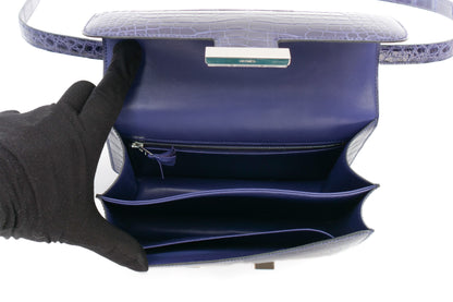 Hermès Constance 24 Bleu Encre Alligator Palladium Hardware - Luxury Shopping